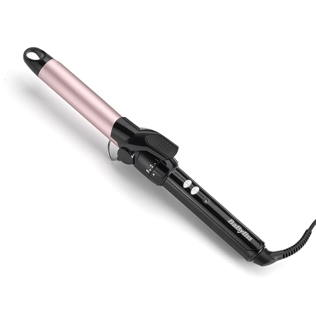 Ferro arricciacapelli BaByliss C325E da 25 mm, nero e rosa, con supporto integrato