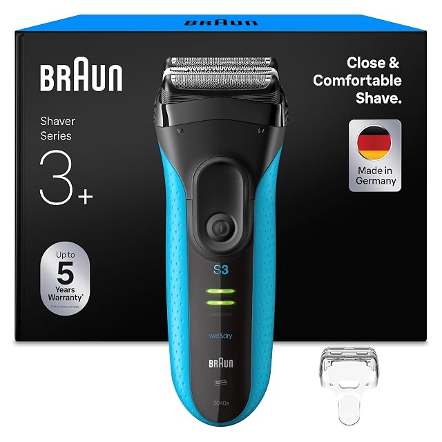 Rasoio a lamina Braun Series 3+ 3040si blu con rifinitore di precisione
