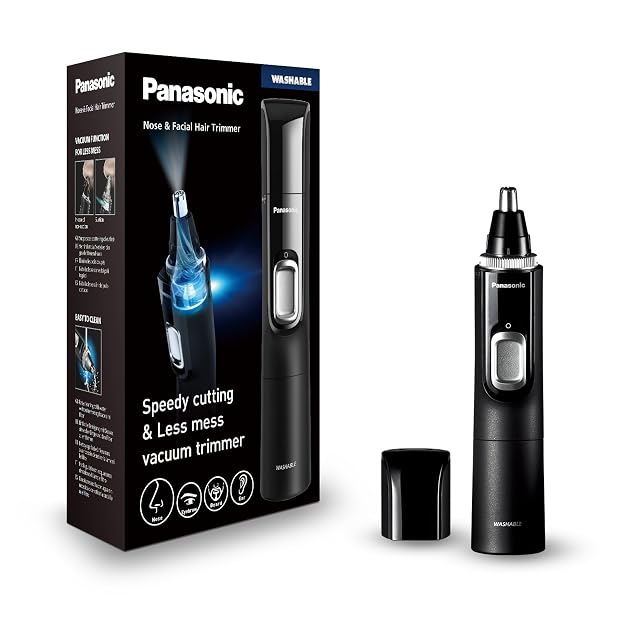 Rifinitore per naso e orecchie Panasonic ER-GN300 nero con sistema di aspirazione