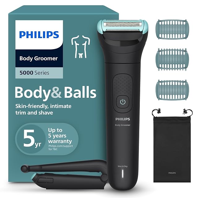 Philips Bodygroom 5000 BG5480 con accessorio pieghevole per la schiena e pettini per il corpo
