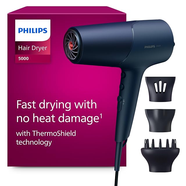 Asciugacapelli Philips 5000 Series BHD510 blu metallizzato con due beccucci e diffusore
