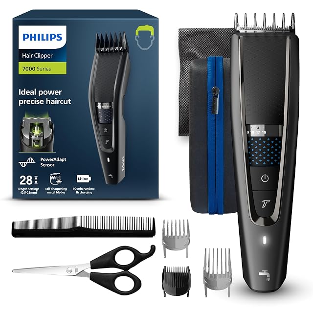 Tagliacapelli Philips HC7650 Series 7000 con lama DualCut e pettine Trim-n-Flow