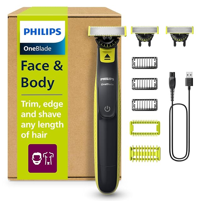 Rifinitore per viso e corpo Philips OneBlade 360 QP2824 con pettini da barba corta e protezione per la pelle